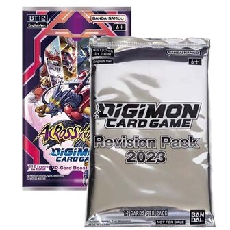 Digimon 5x S12 Across Time Booster met 12 kaarten plus gratis Revision Pack 2023