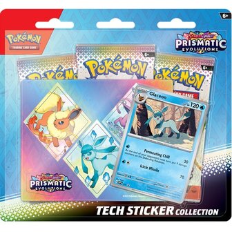 Pok&eacute;mon Scarlet &amp; Violet Prismatic Evolutions Tech Sticker Collection - Glaceon met 3 Boosters