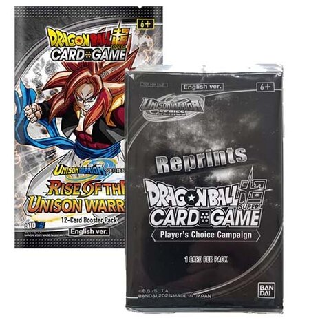 Dragon Ball 5x Rise of the Unison Warrior 2 edition Booster met 12 kaarten plus gratis 1 Card Pack